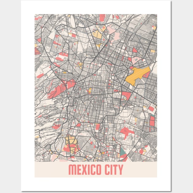 Mexico City - Mexico Chalk City Map Wall Art by tienstencil